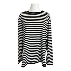 Black and White Striped Long Sleeve Top